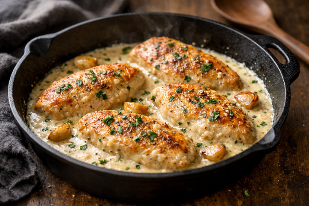 Creamy Chicken with Garlic Cream Sauce