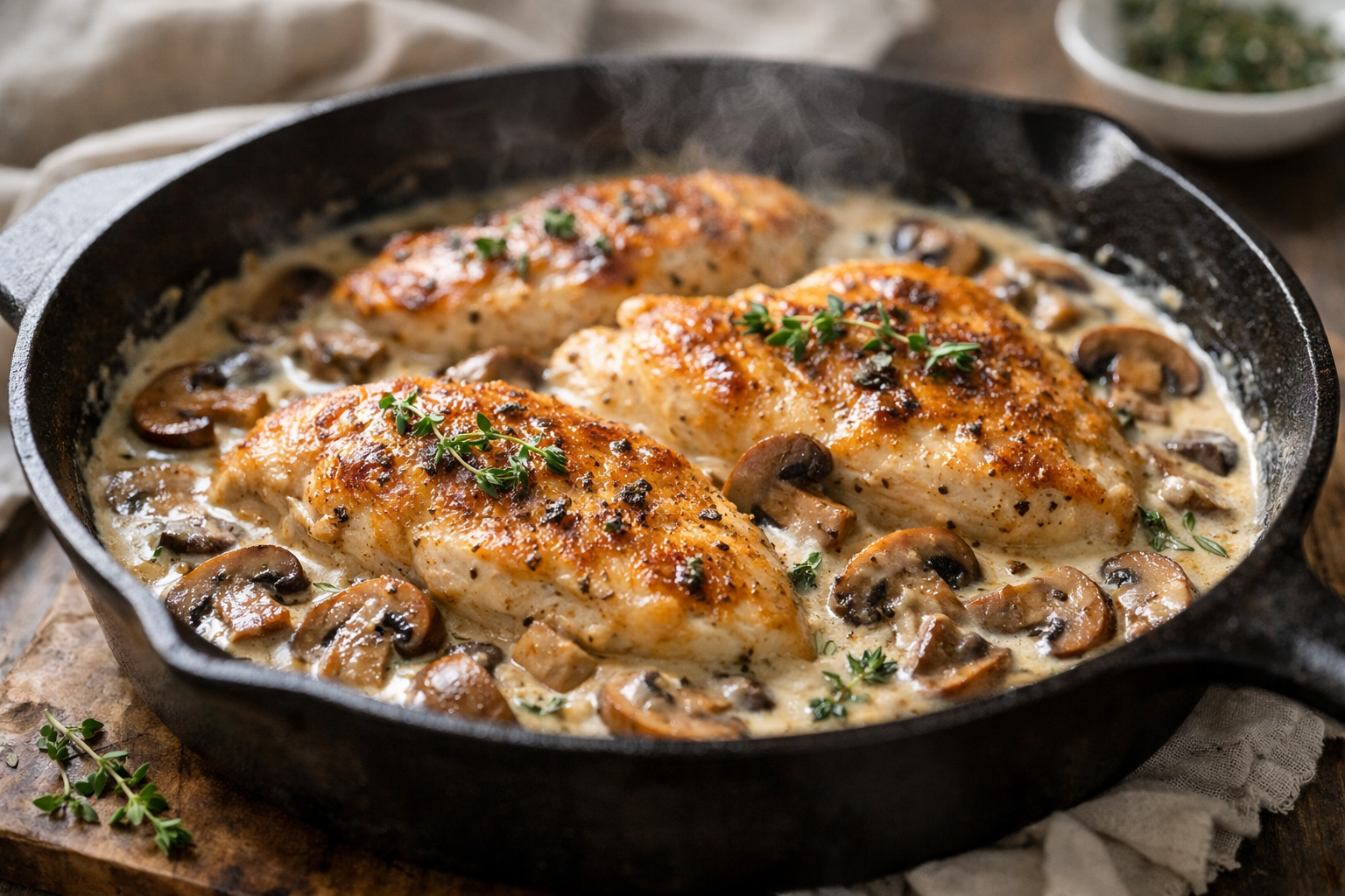 Creamy Chicken and Mushroom Skillet