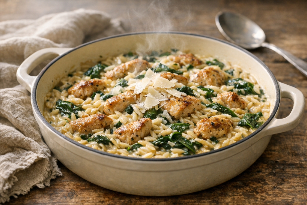 Creamy Chicken Orzo One Pot