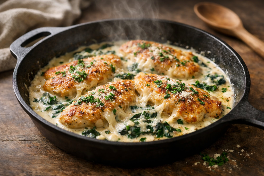 Creamy Chicken with Spinach and Cheese
