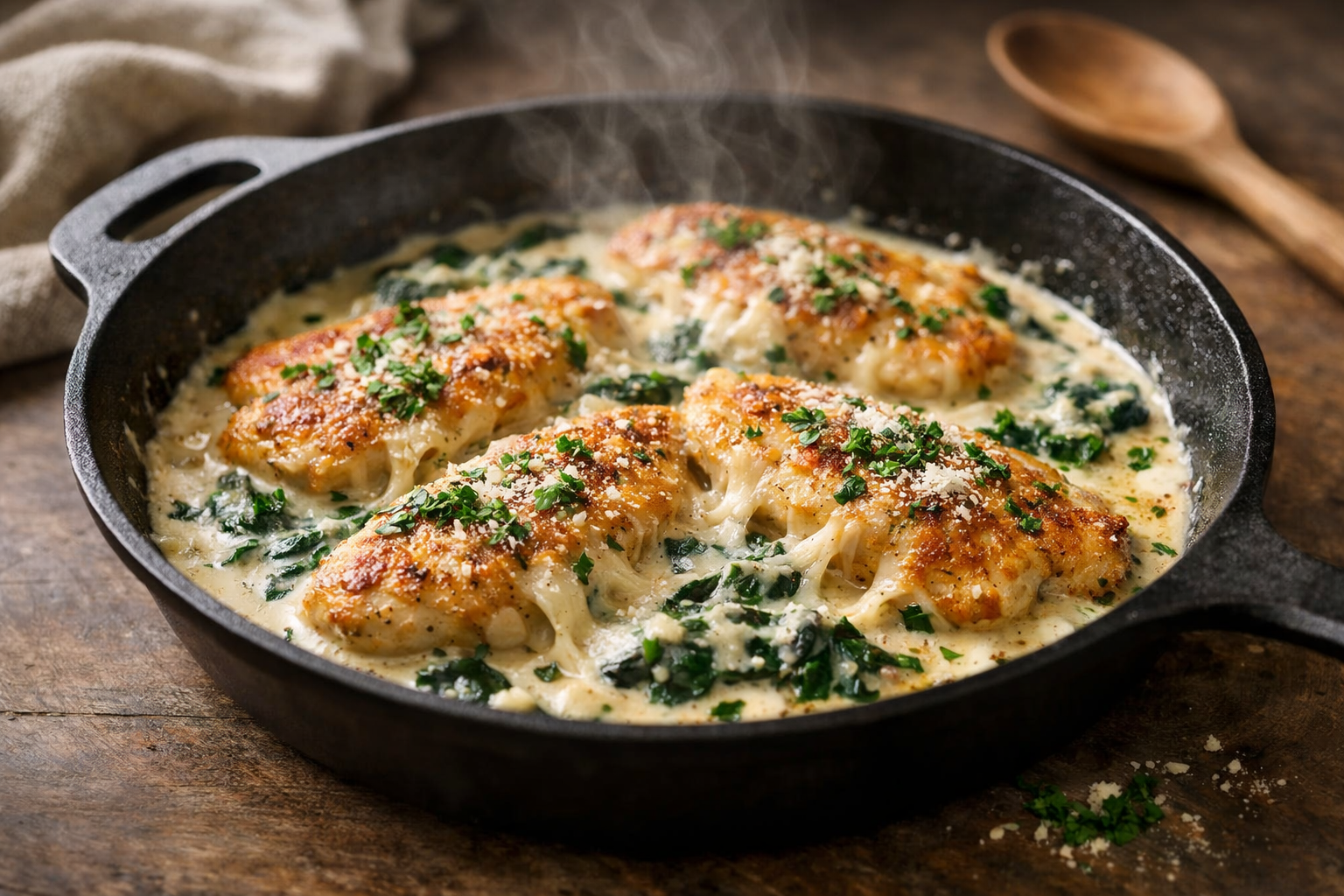 Creamy Chicken with Spinach and Cheese