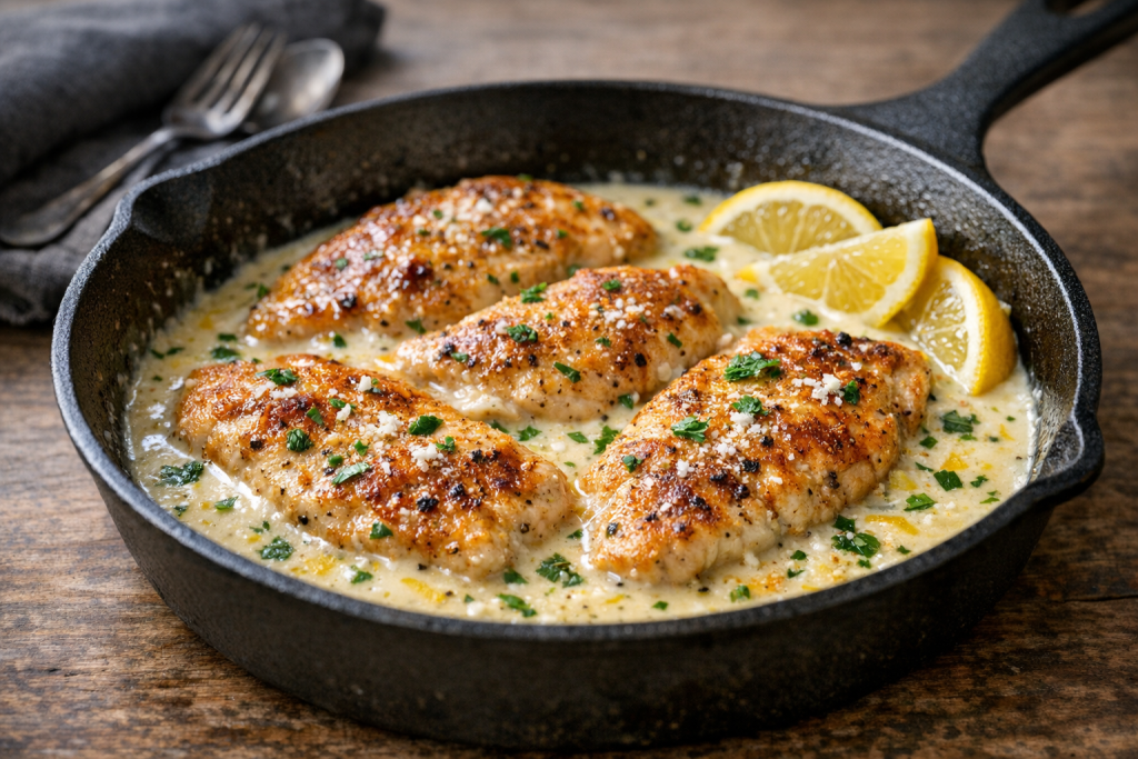 Easy Creamy Lemon Chicken Skillet