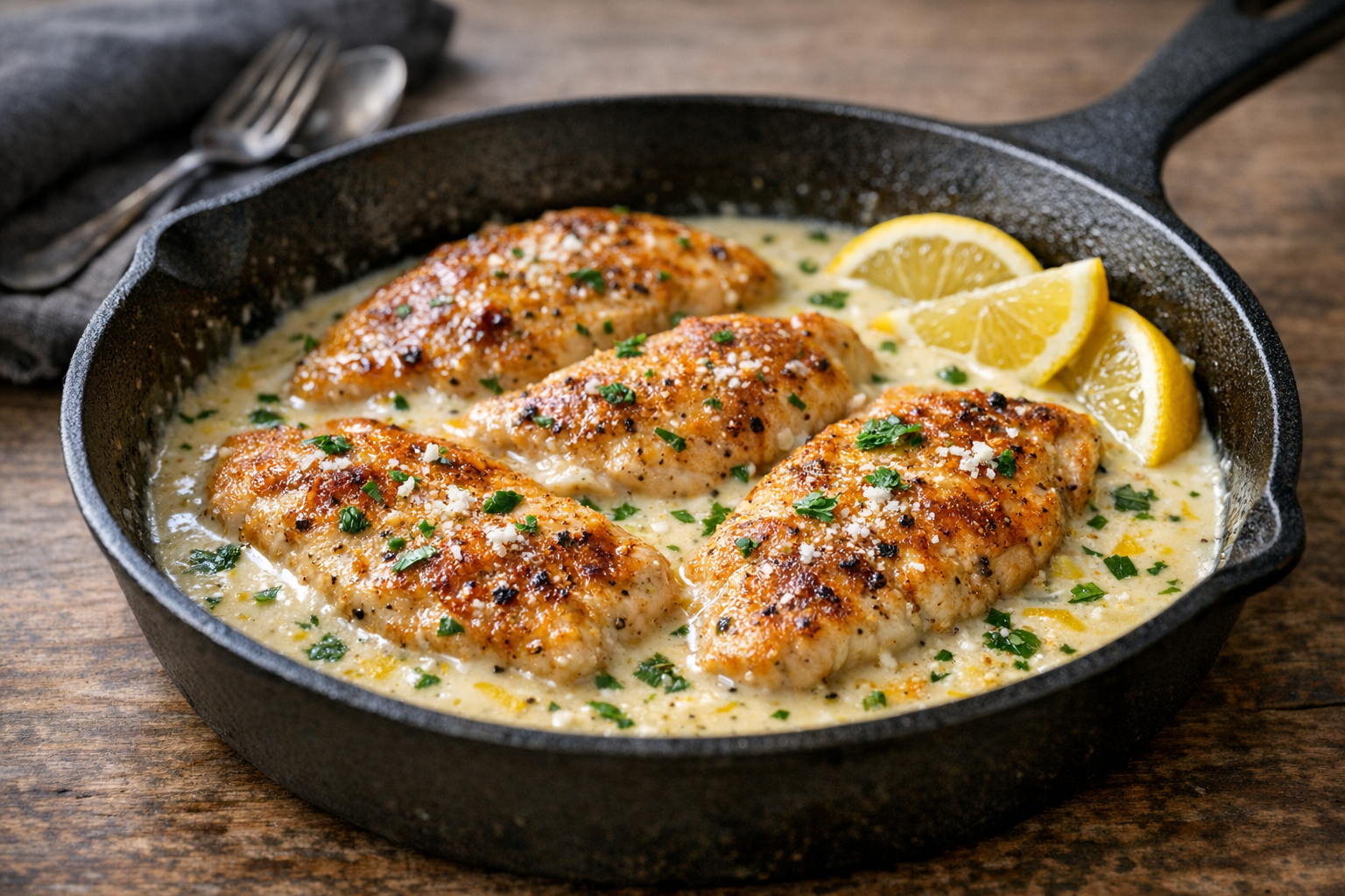 Easy Creamy Lemon Chicken Skillet
