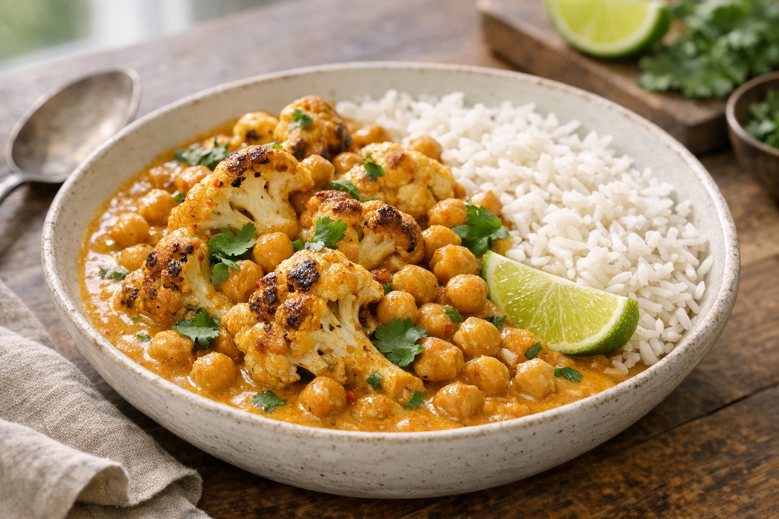 Roasted Cauliflower Chickpea Curry (Coconut Milk)
