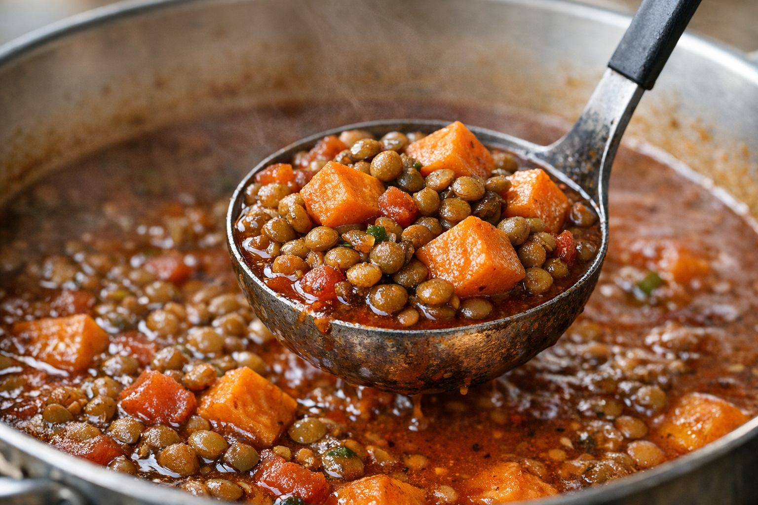 Lentil Sweet Potato Stew with Smoked Paprika
