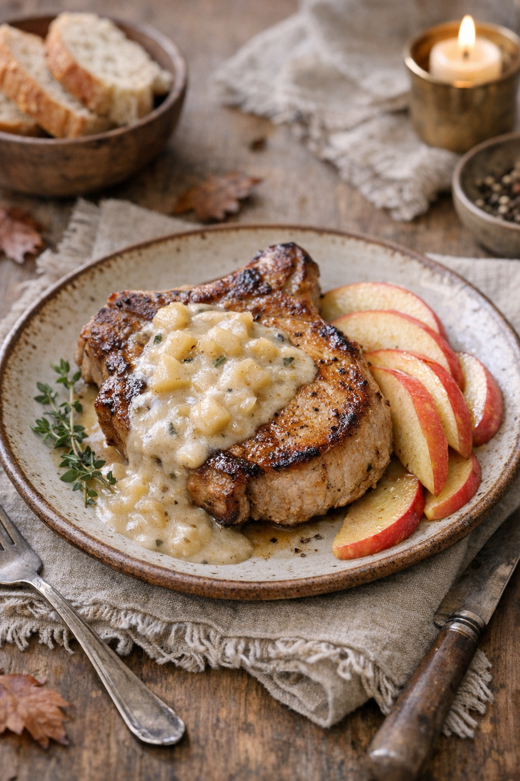 Oven-Baked Pork Chops with Creamy Apple Sauce