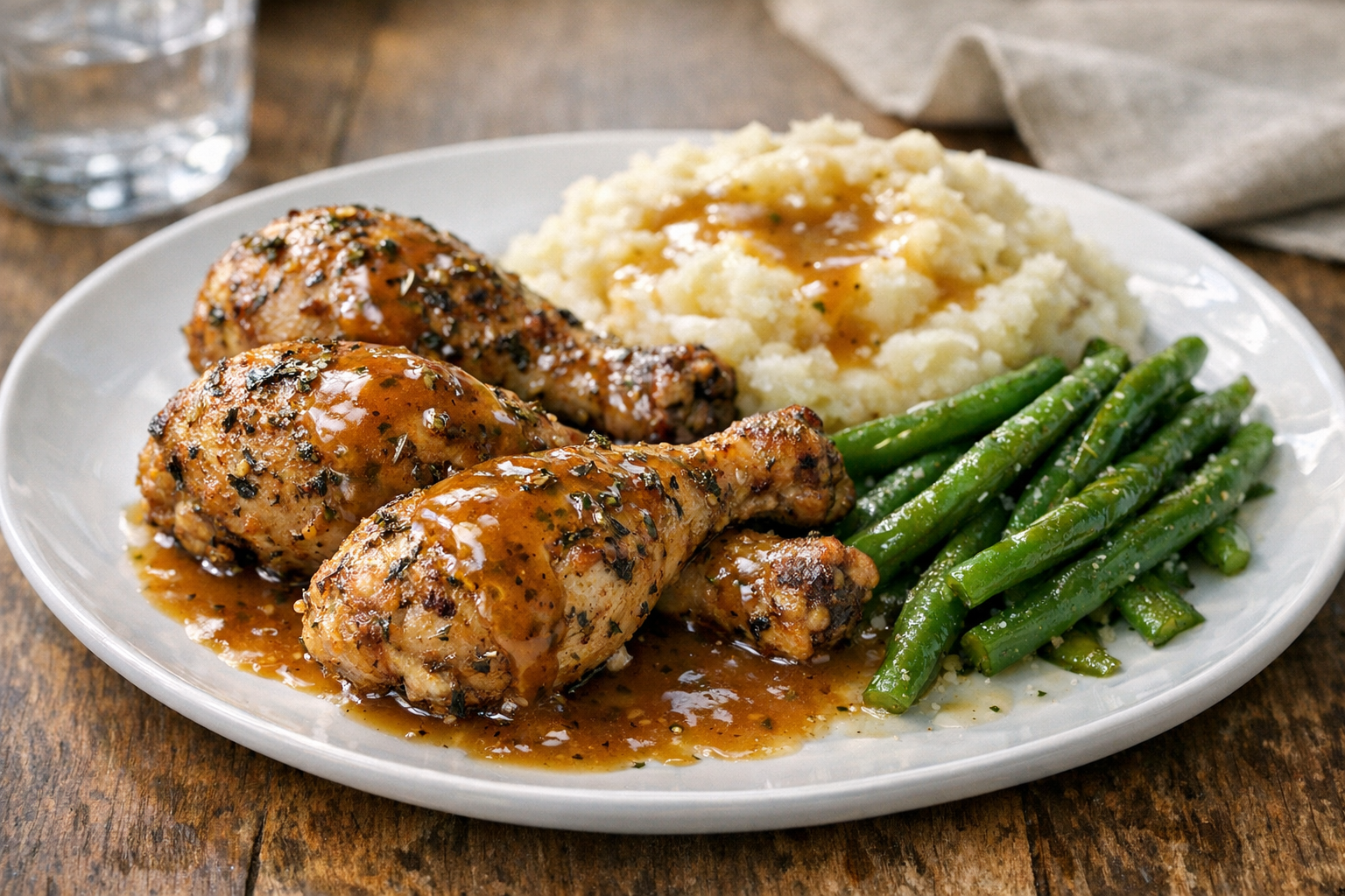 Herb-Crusted Chicken Drumsticks with Pan Gravy