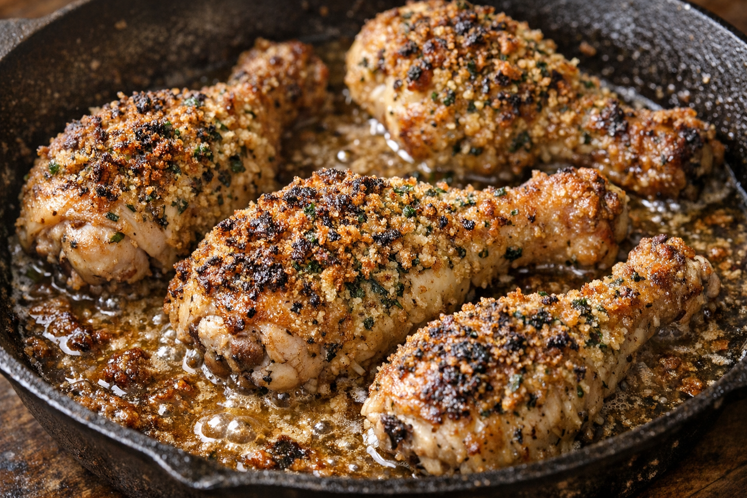 Herb-Crusted Chicken Drumsticks with Pan Gravy