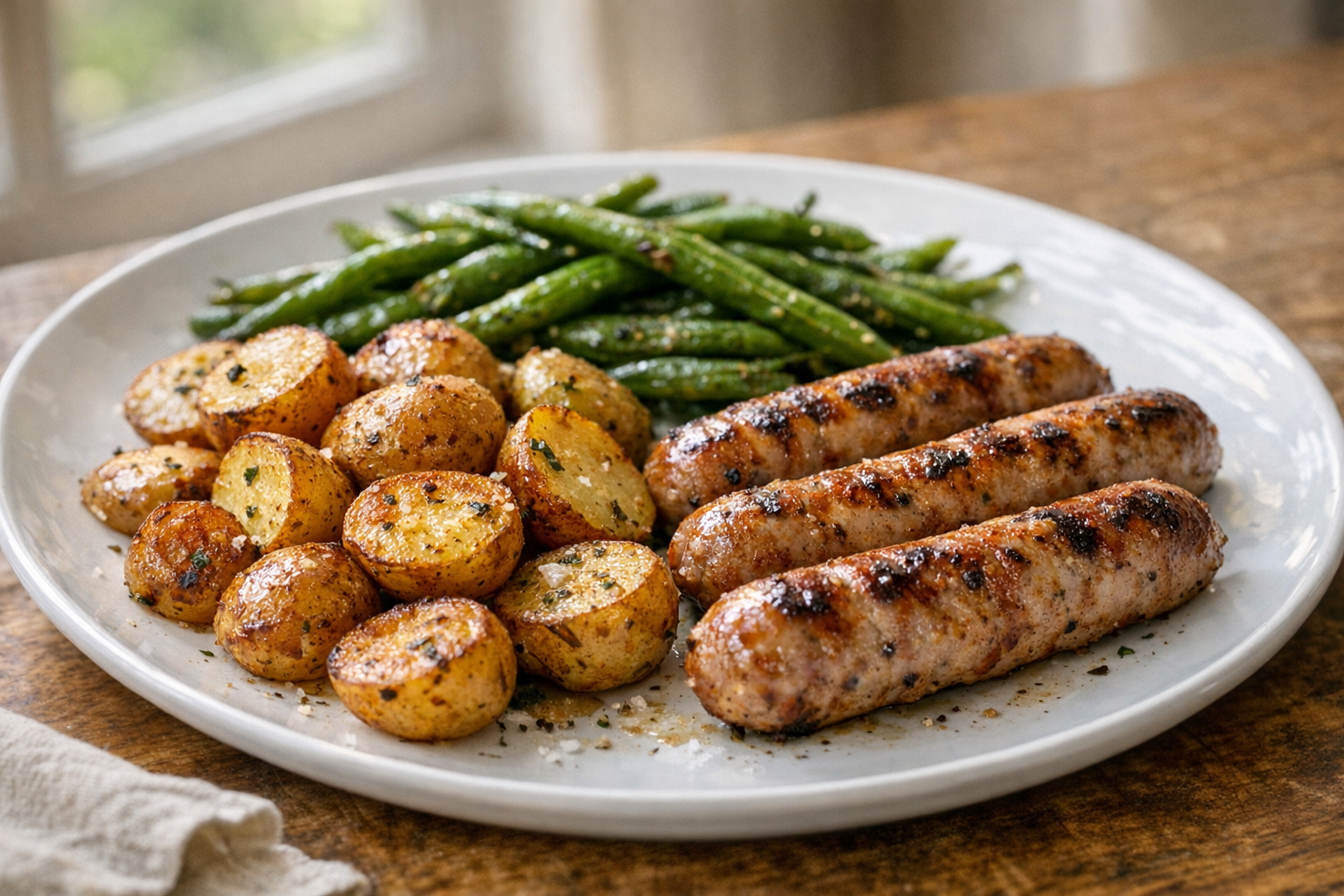 Sheet-Pan Pork Sausage, Potatoes & Green Beans