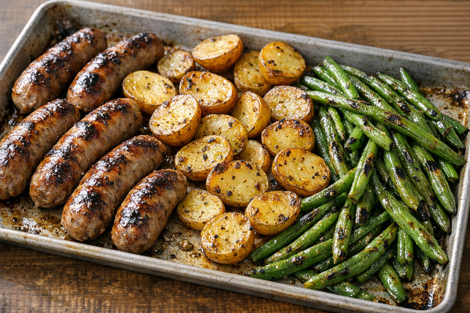 Sheet-Pan Pork Sausage, Potatoes & Green Beans
