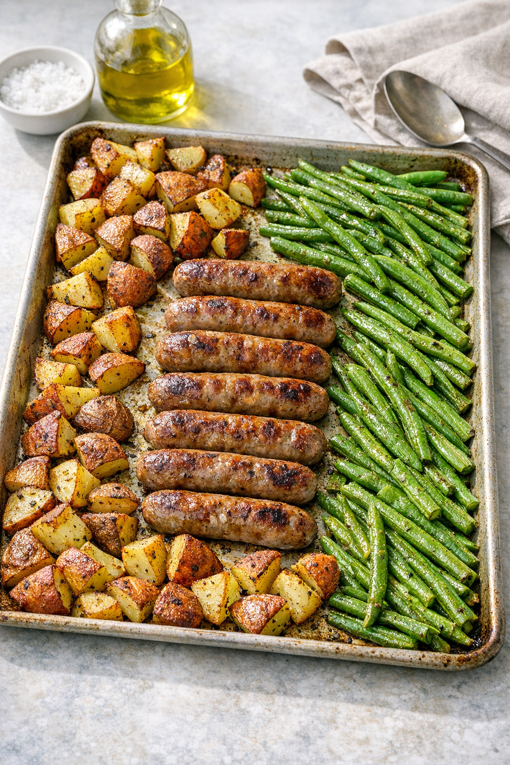 Sheet-Pan Pork Sausage, Potatoes & Green Beans