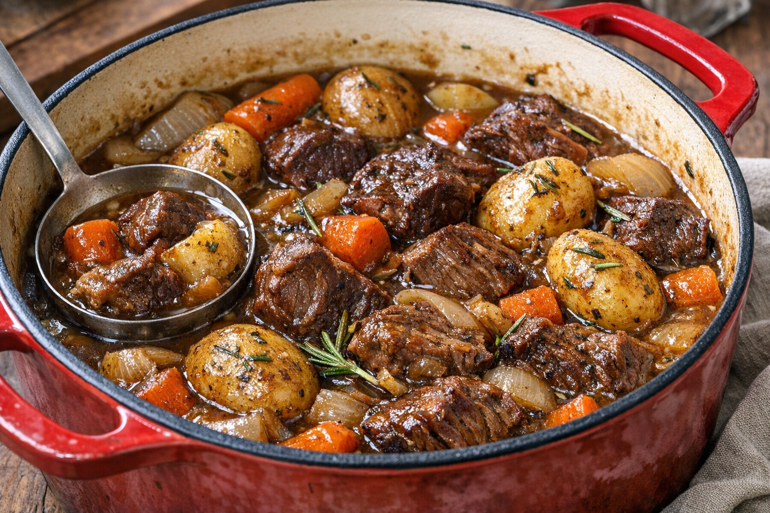 Slow-Braised Beef with Rosemary Potatoes Recipe