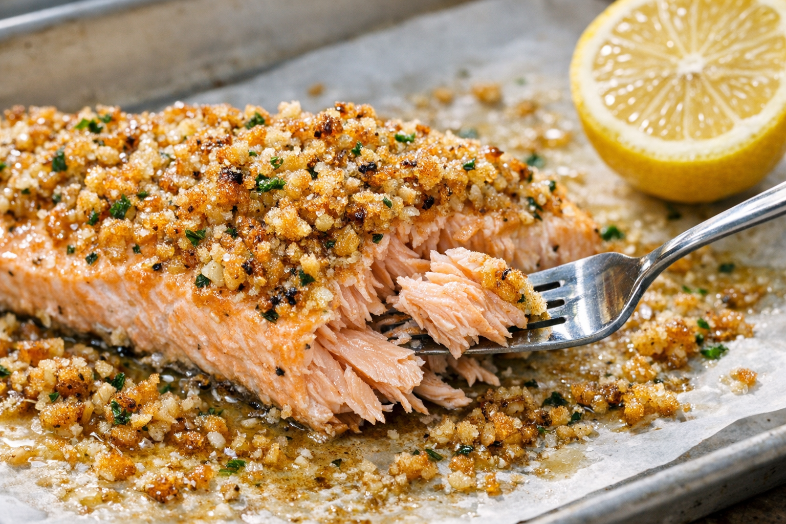 Oven-Roasted Salmon with Garlic Butter Crumbs