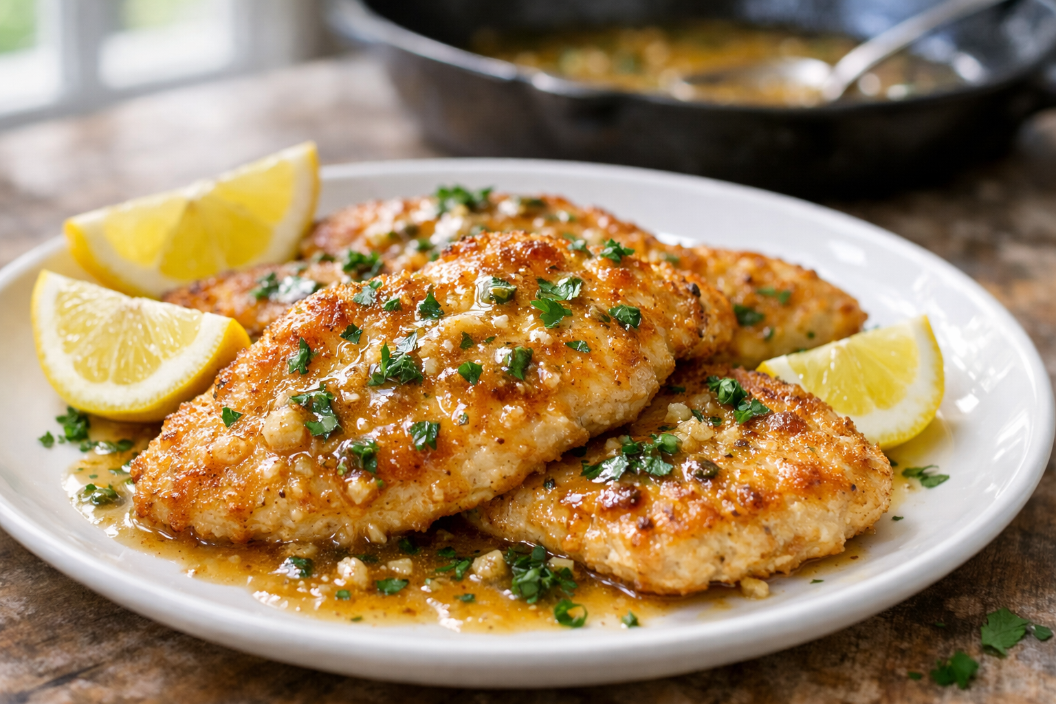 Crispy Chicken Cutlets with Lemon Pan Sauce