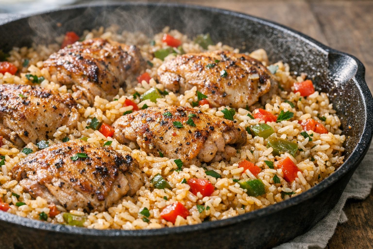 One-Pan Chicken and Rice with Peppers & Herbs