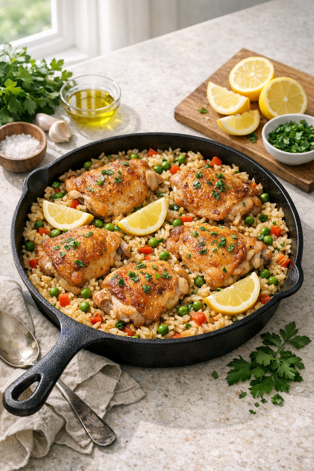 One-Pan Chicken and Rice with Peppers & Herbs
