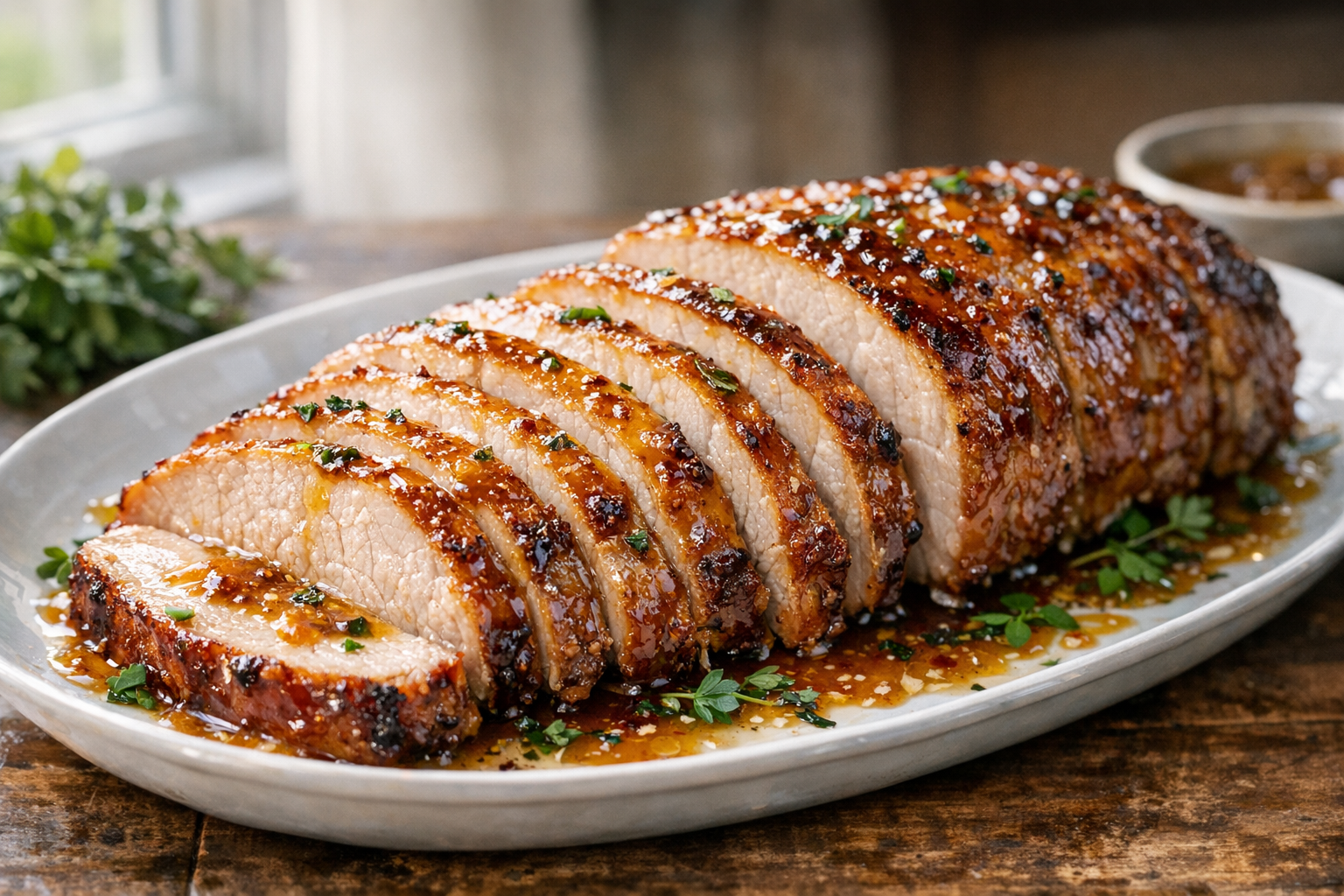 Baked Pork Loin with Honey Dijon Glaze