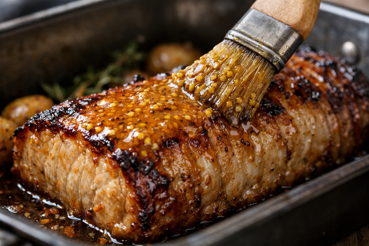 Baked Pork Loin with Honey Dijon Glaze