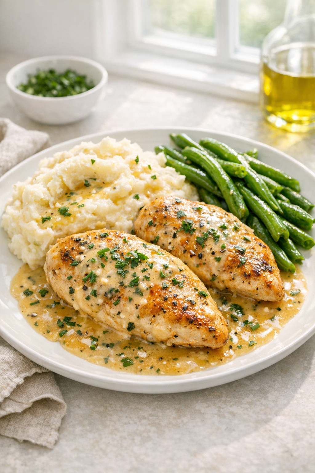 One-Skillet Chicken with Creamy Herb Sauce