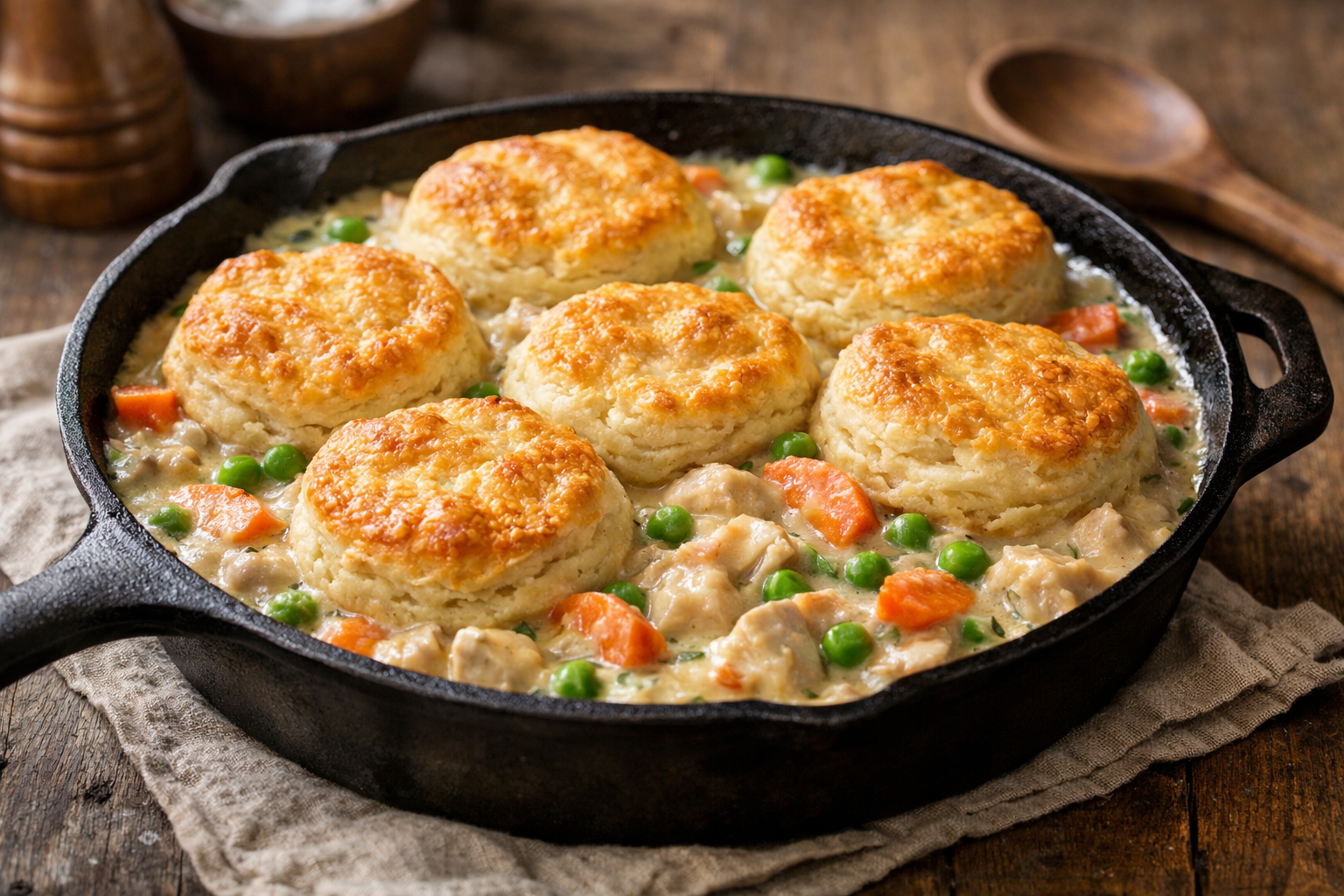 Chicken and Biscuit Skillet with Creamy Sauce