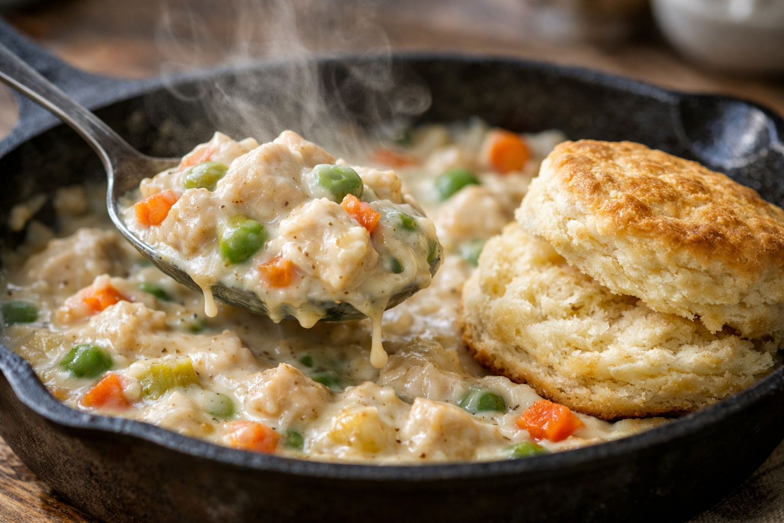 Chicken and Biscuit Skillet with Creamy Sauce