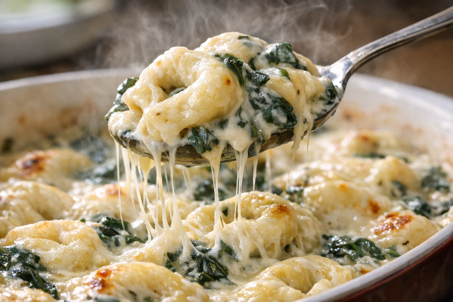 Baked Creamy Spinach Tortellini (Easy, Cheesy)