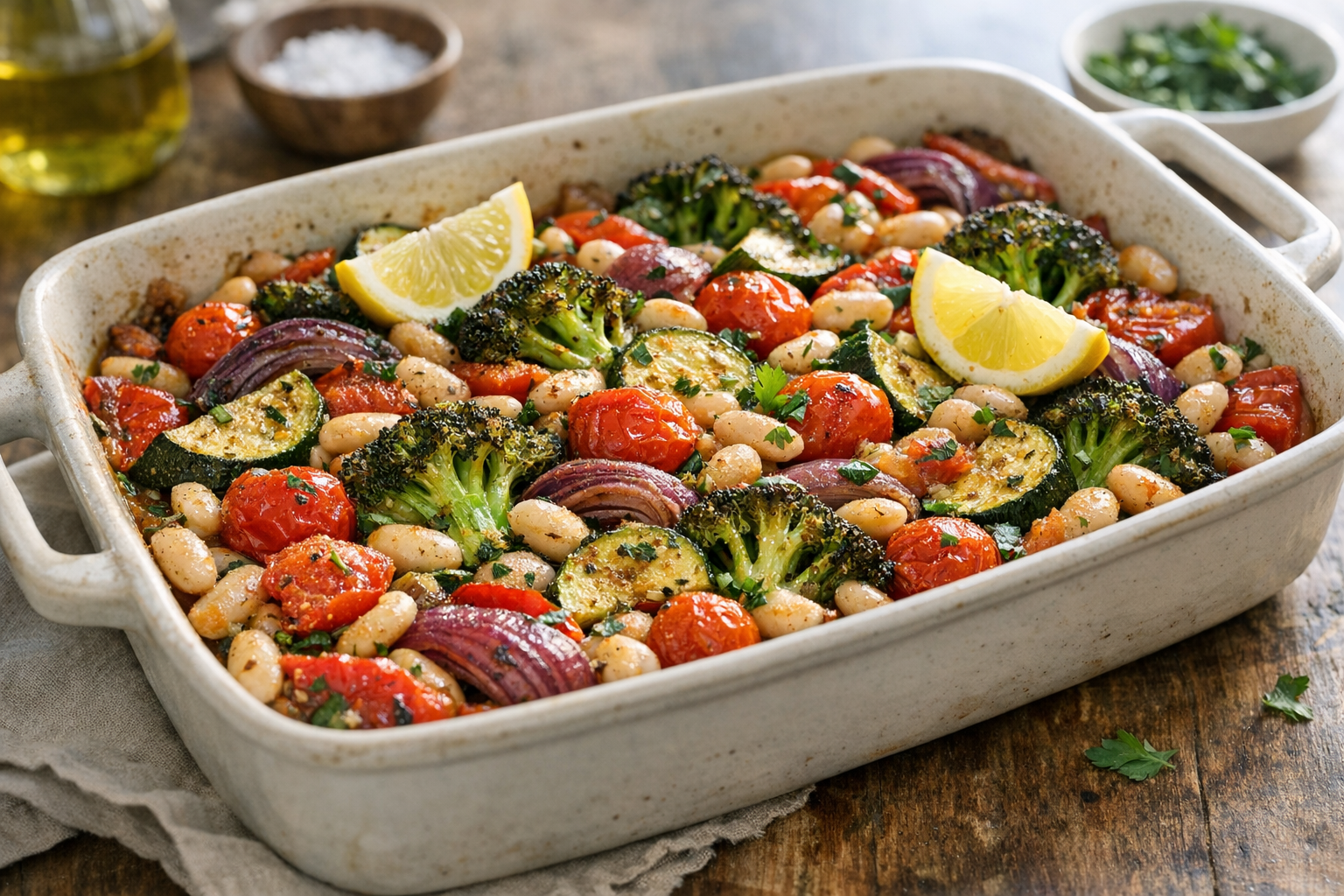 Roasted Vegetable and White Bean Bake Recipe