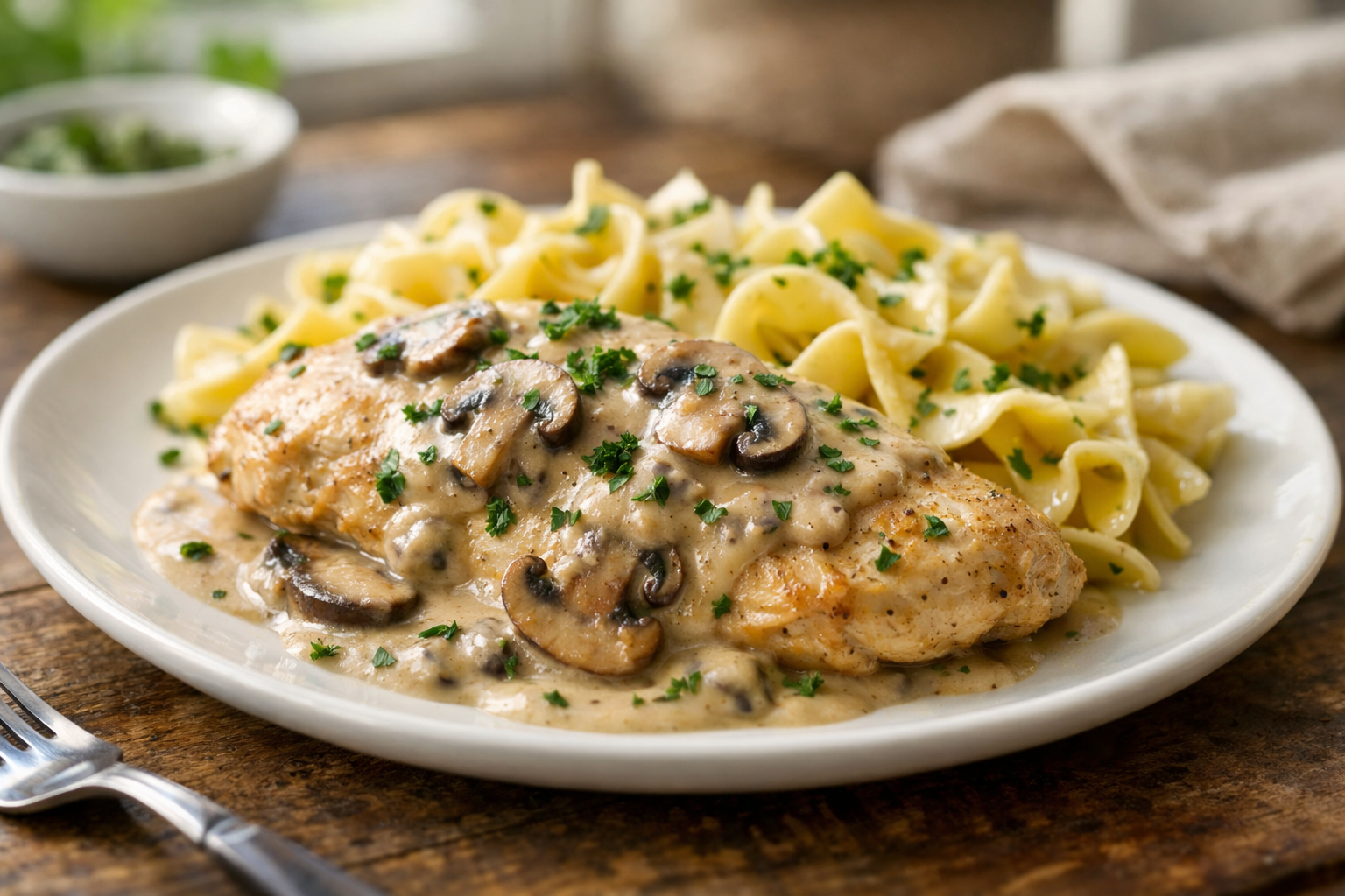Slow Cooker Chicken with Mushroom Cream Sauce