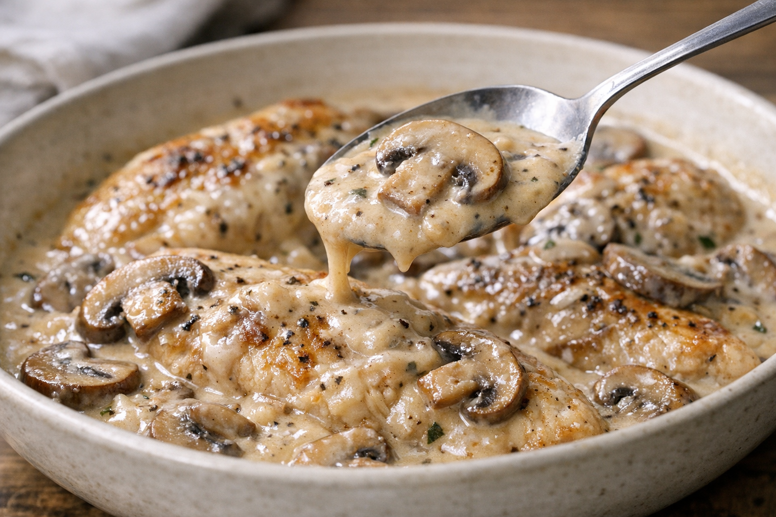 Slow Cooker Chicken with Mushroom Cream Sauce