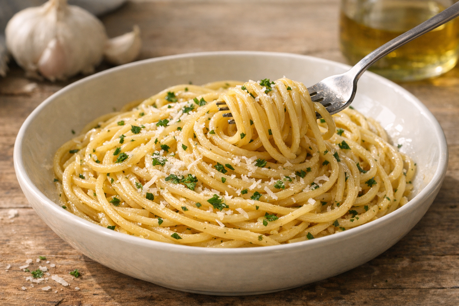 Garlic Butter Spaghetti with Parmesan (15 Minutes)
