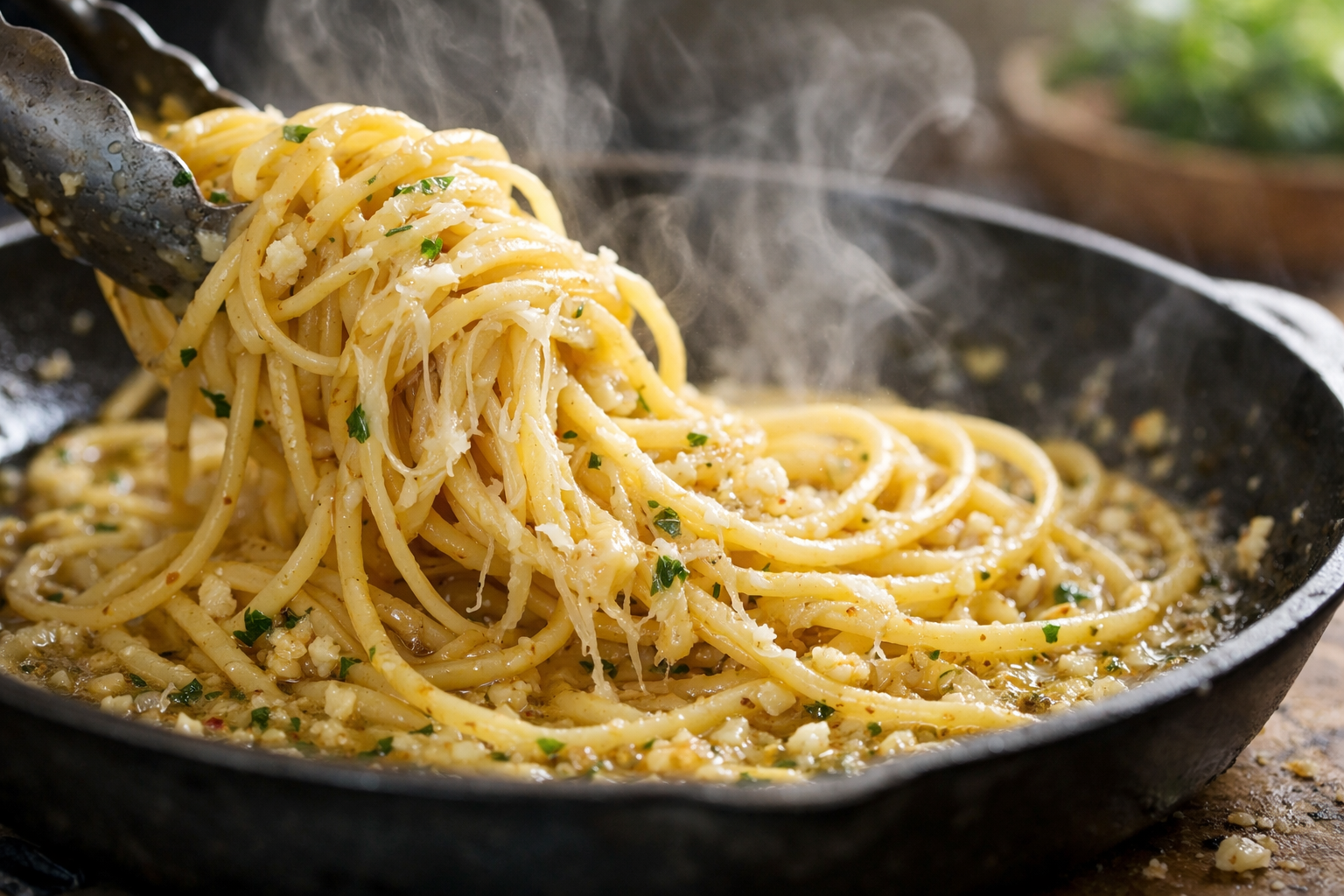 Garlic Butter Spaghetti with Parmesan (15 Minutes)