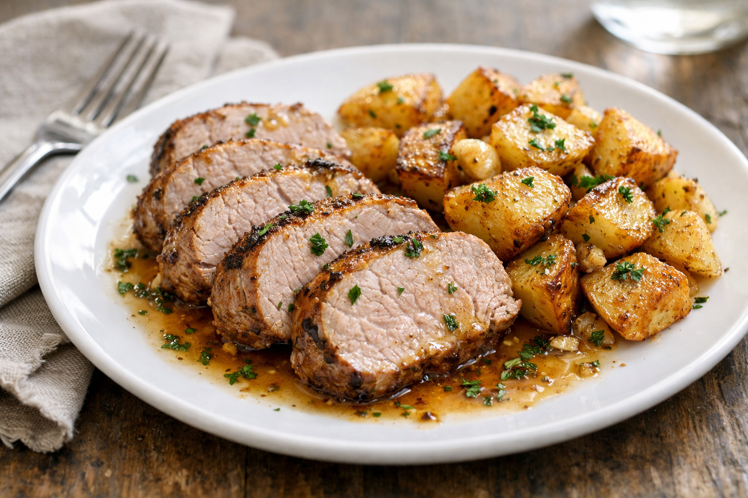 Oven-Roasted Pork with Garlic Potatoes Recipe