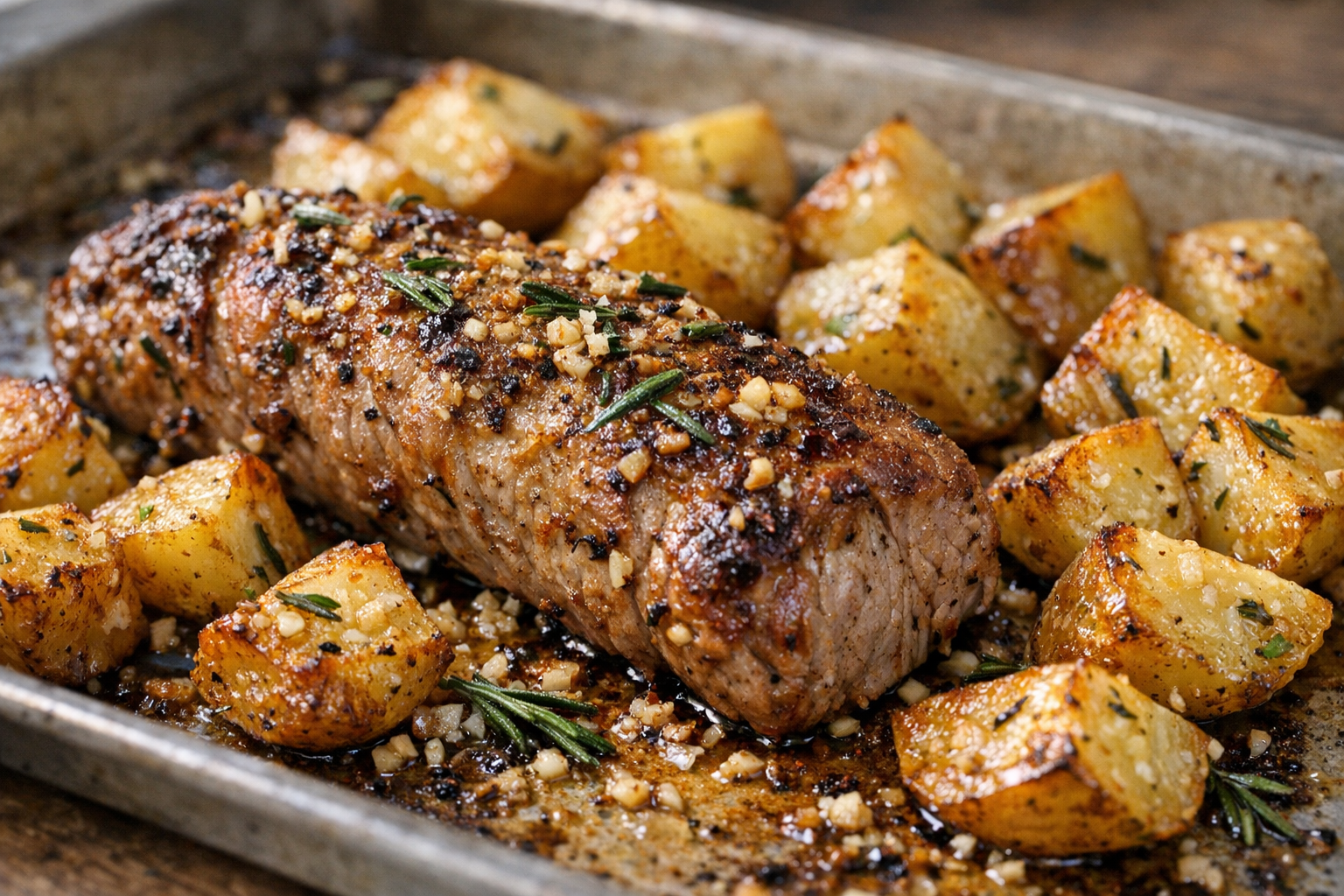 Oven-Roasted Pork with Garlic Potatoes Recipe