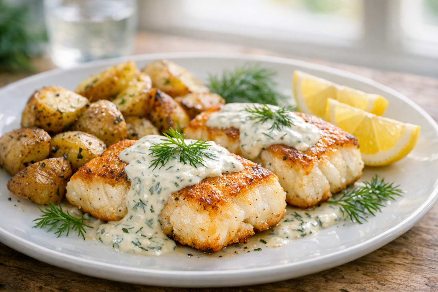 Pan-Seared Fish with Creamy Dill Sauce (15-Min)