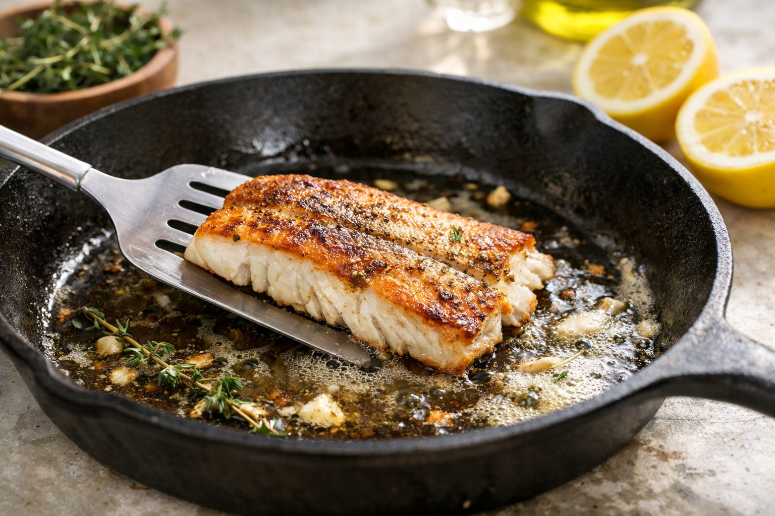 Pan-Seared Fish with Creamy Dill Sauce (15-Min)