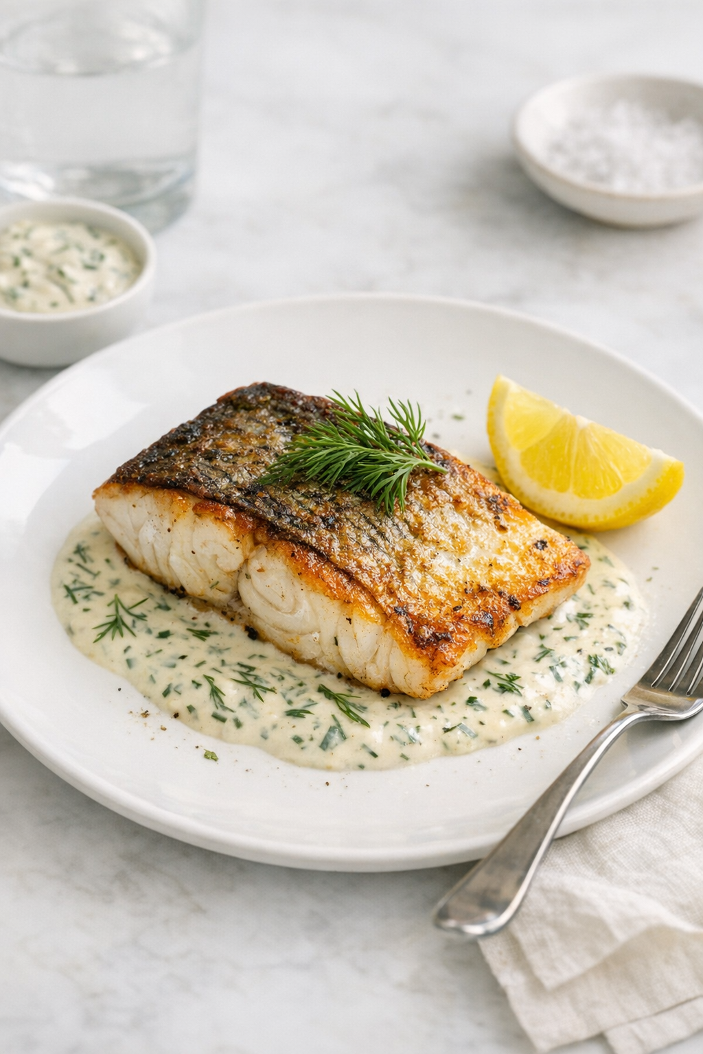Pan-Seared Fish with Creamy Dill Sauce (15-Min)