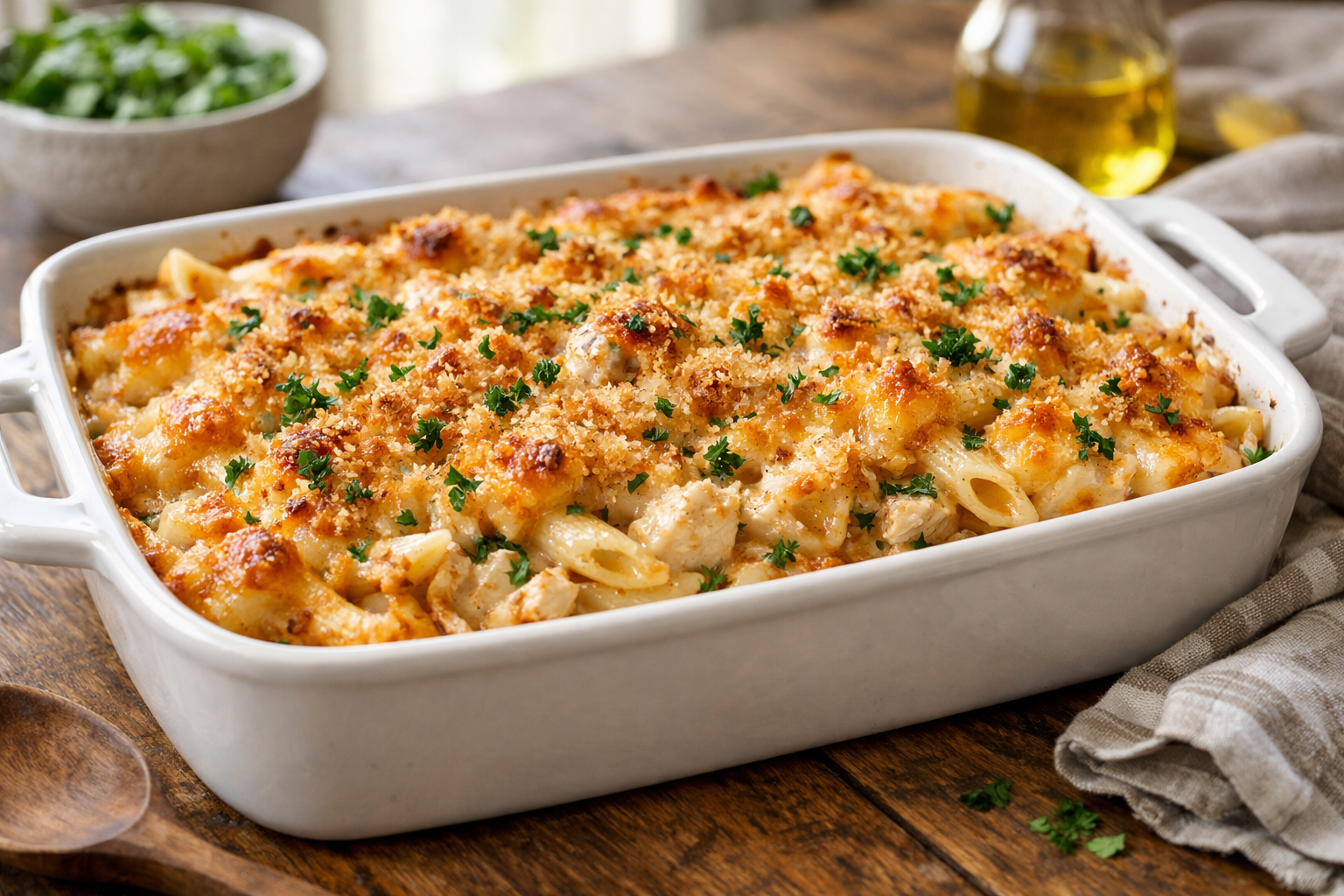 Creamy Chicken Pasta Bake (Easy Family Dinner)