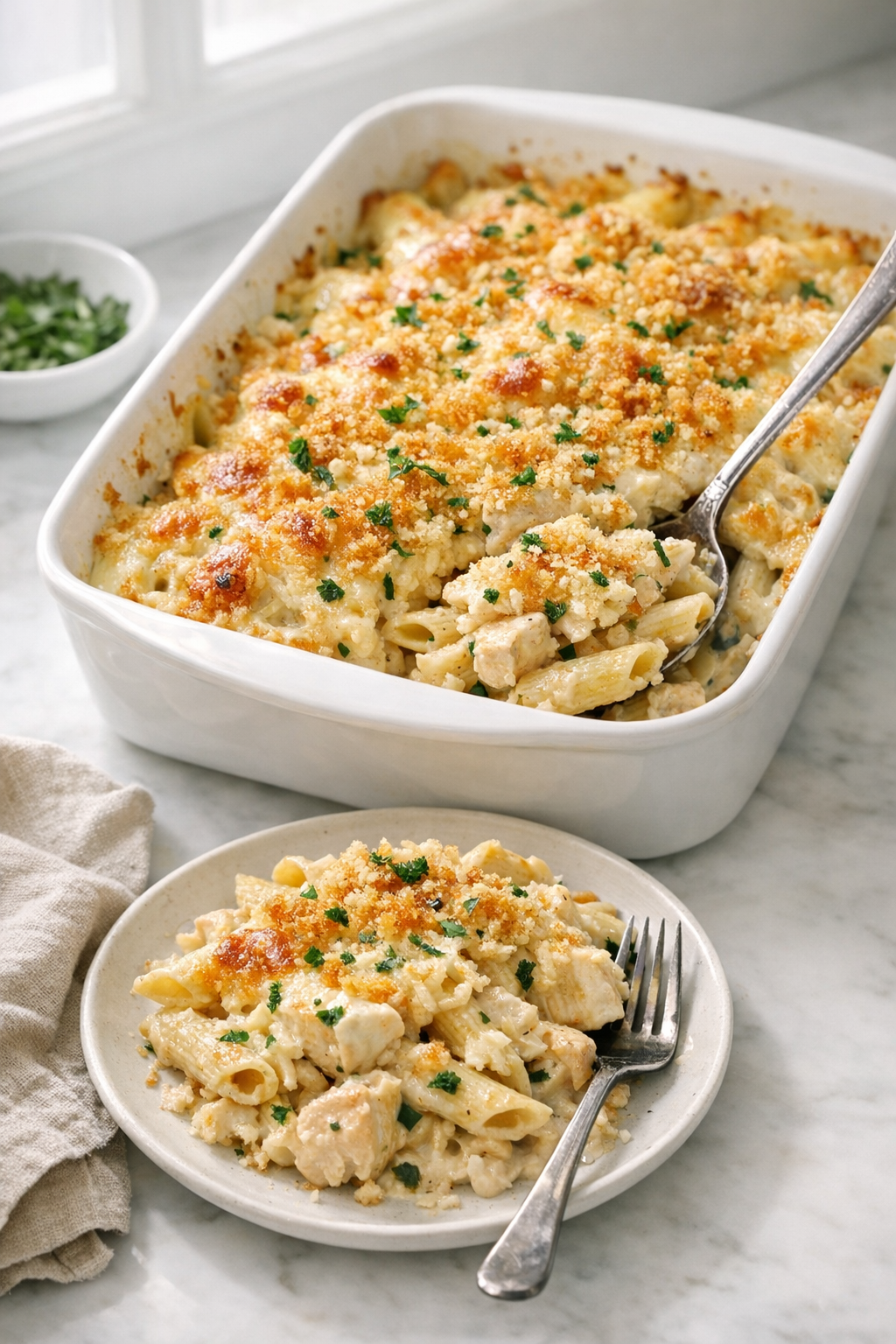 Creamy Chicken Pasta Bake (Easy Family Dinner)