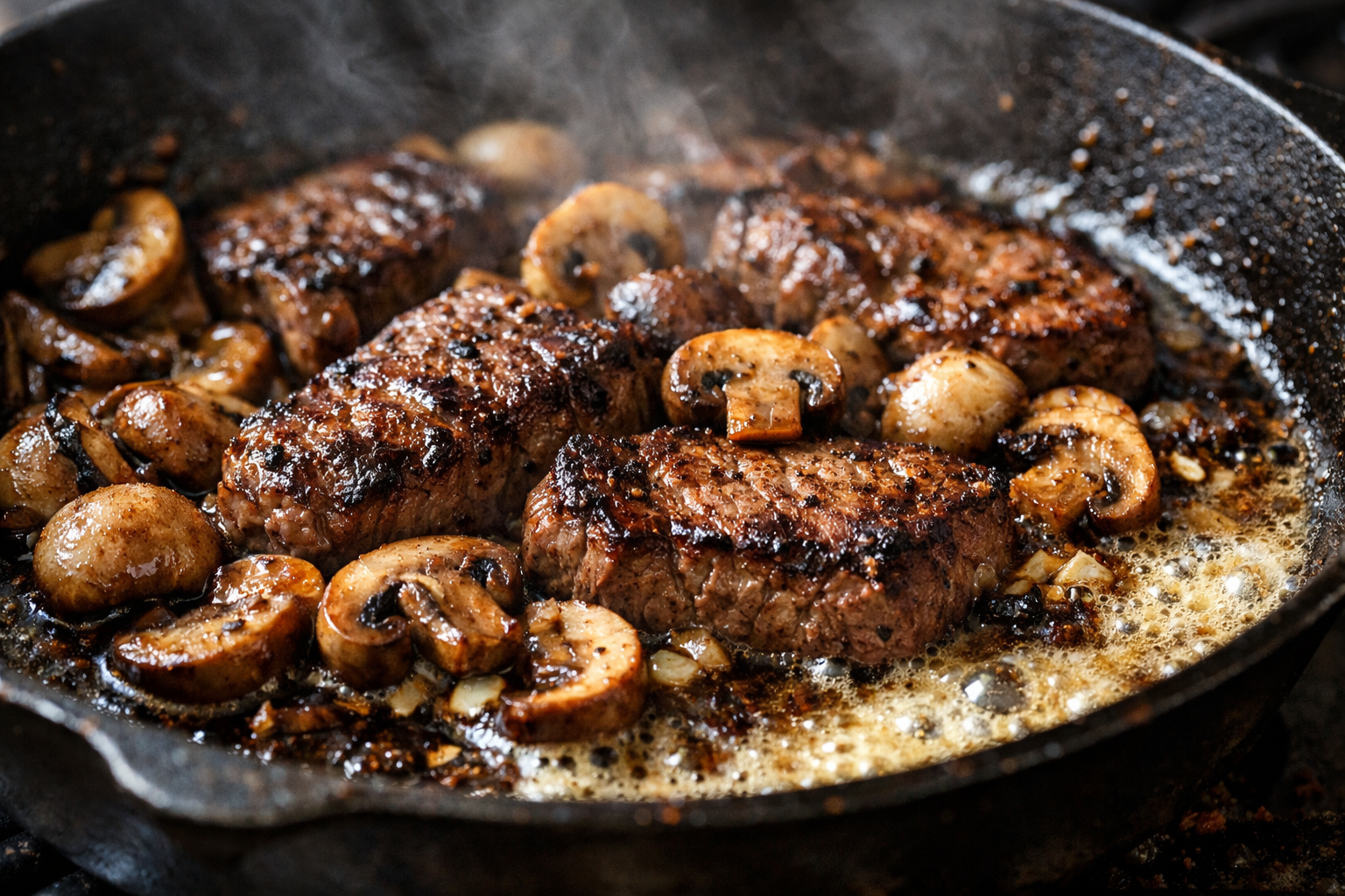 Beef and Mushroom Skillet with Garlic Butter