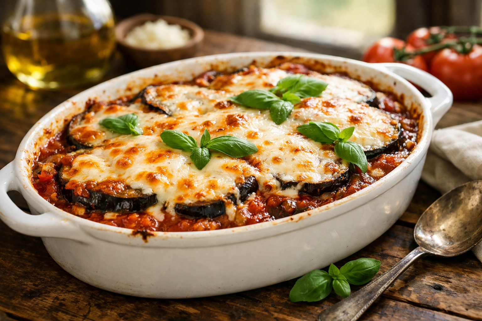 Baked Eggplant with Tomato and Mozzarella