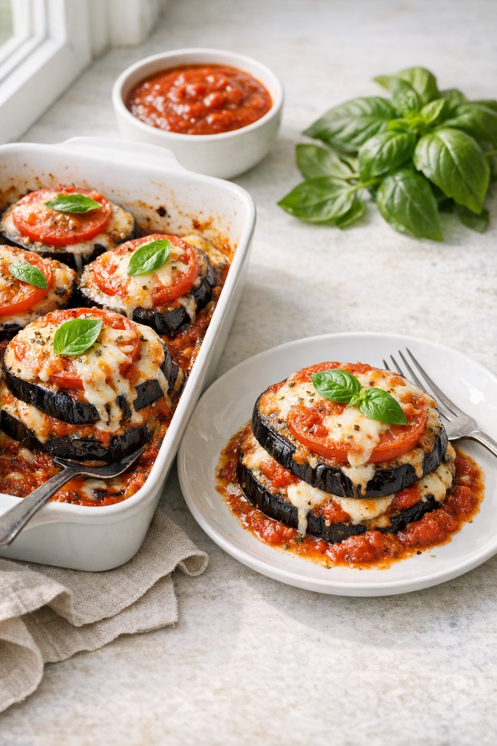 Baked Eggplant with Tomato and Mozzarella