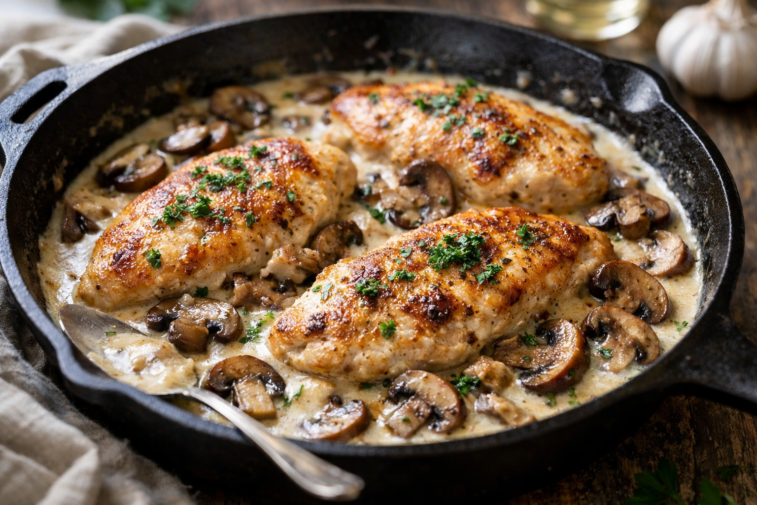 Creamy Skillet Chicken with Mushrooms (30-Minute)
