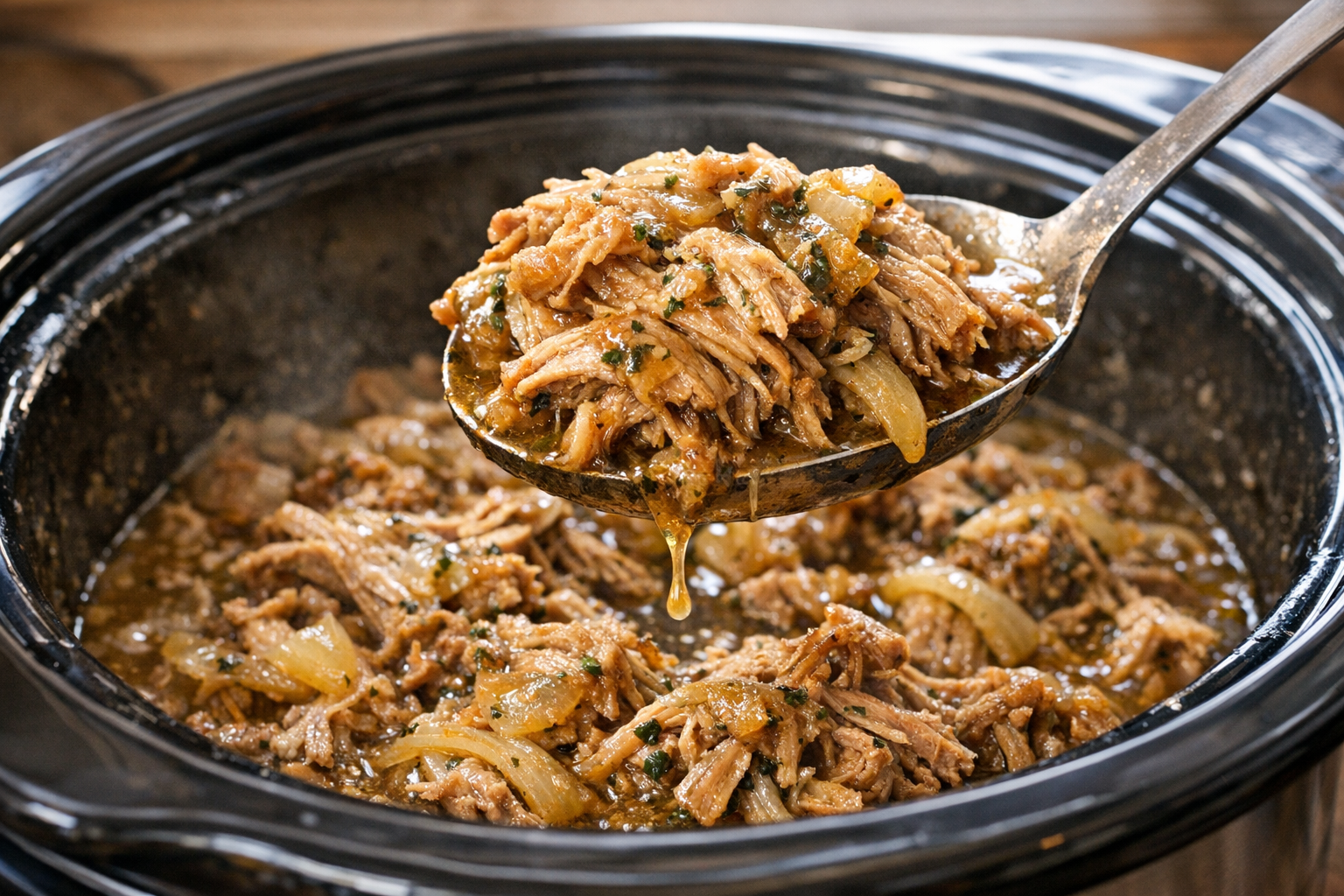 Slow Cooker Pork with Onion Herb Sauce (Easy & Tender)