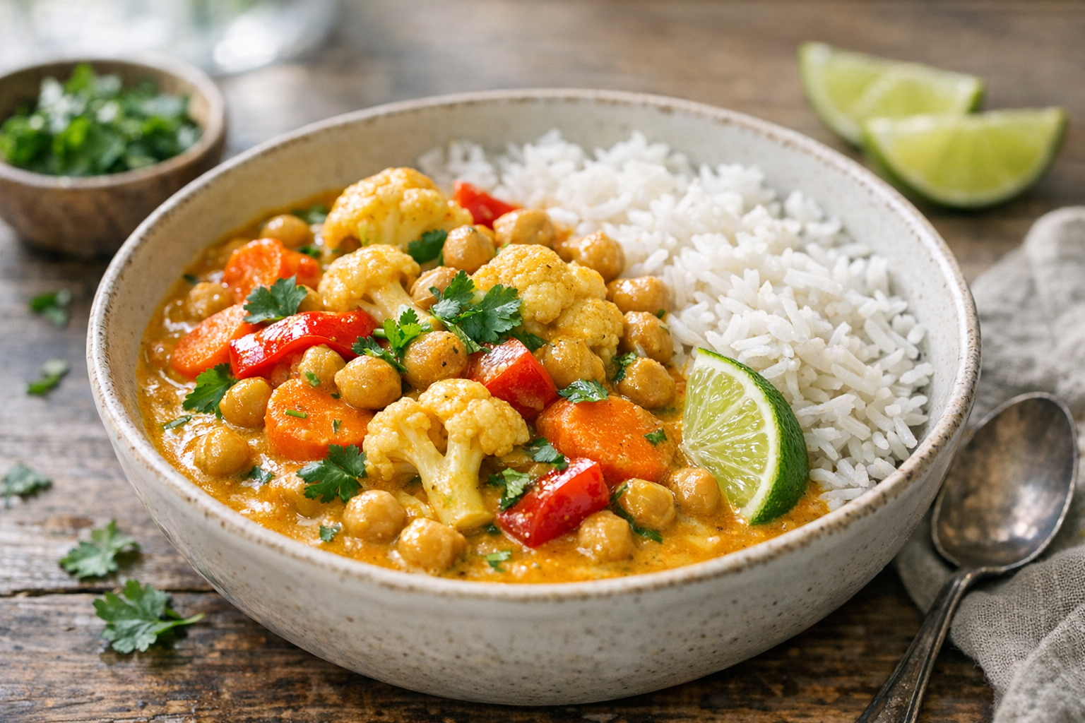 Vegetable & Chickpea Coconut Curry (Easy, Creamy)