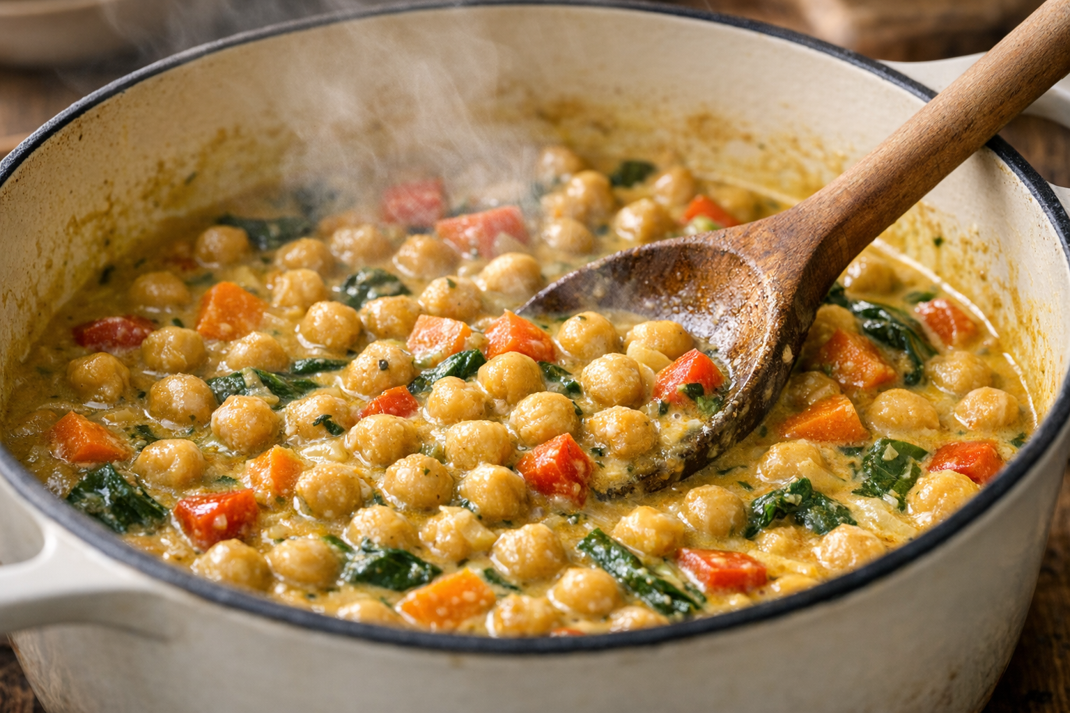 Vegetable & Chickpea Coconut Curry (Easy, Creamy)