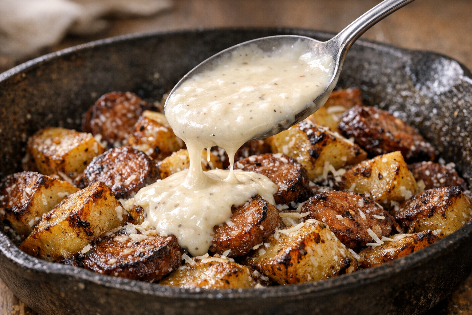 One-Pan Sausage and Creamy Potatoes Recipe