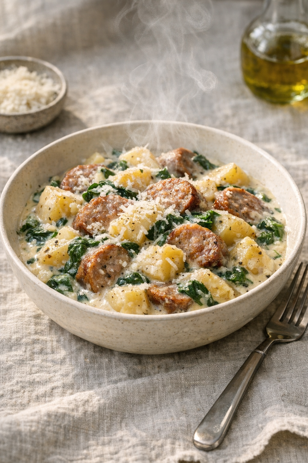 One-Pan Sausage and Creamy Potatoes Recipe