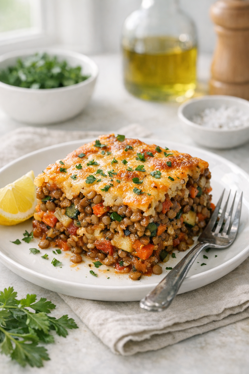 Lentil Vegetable Bake with Herbs (Easy, Cozy Dinner)