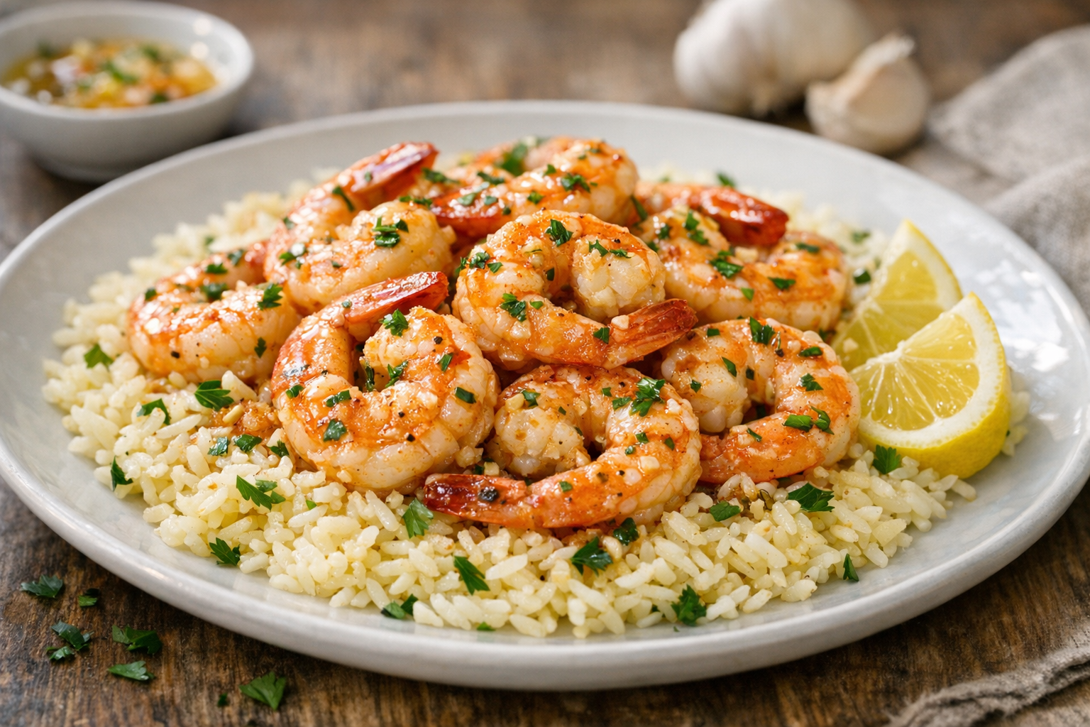Garlic Butter Shrimp with Lemon Rice (20 Minutes)