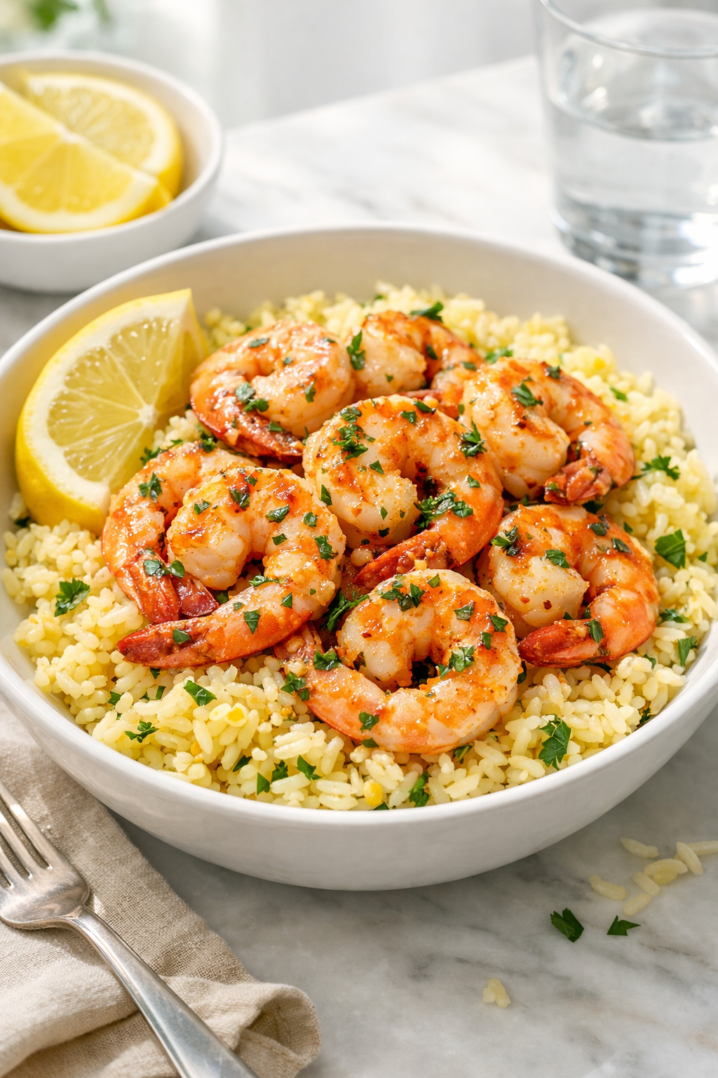 Garlic Butter Shrimp with Lemon Rice (20 Minutes)